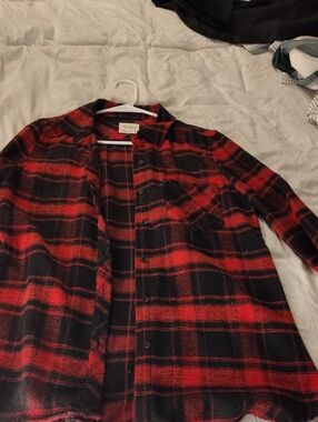 Red and Black Plaid Button-Up Shirt